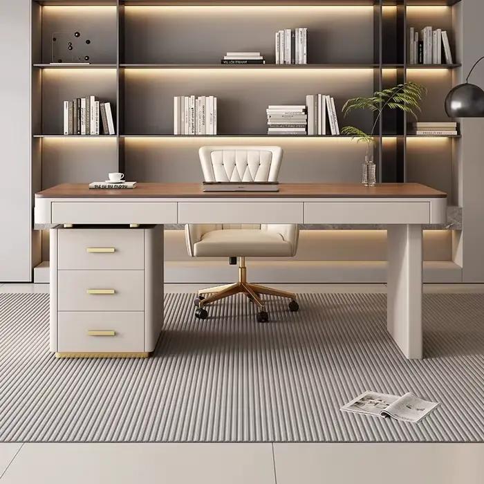Bureau d'établi d'ordinateur d'étude à domicile haut de gamme en bois de couleur noyer Design Simple de luxe pour l'étude du salon