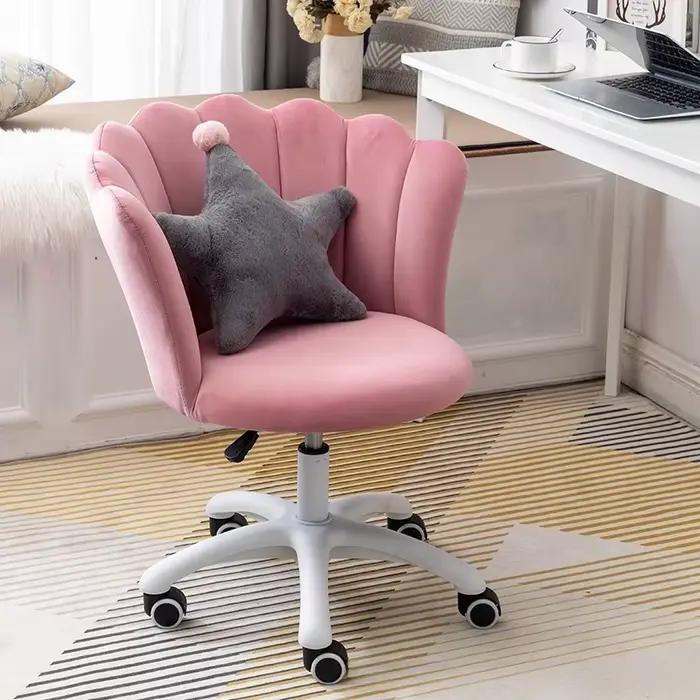 Chaise d'ordinateur pivotante réglable en hauteur avec dossier, confortable, idéale pour les étudiants, les dortoirs, les chambres et l'usage domestique.