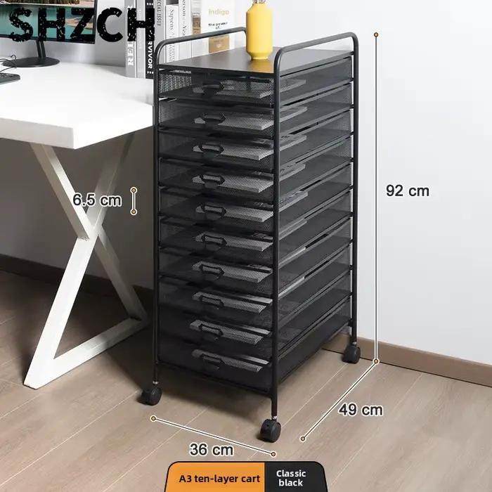 Chariot de rangement sous bureau avec tiroirs imperméables pour documents A4 A3, rangement industriel multifonctionnel pour bureau et organisation à domicile