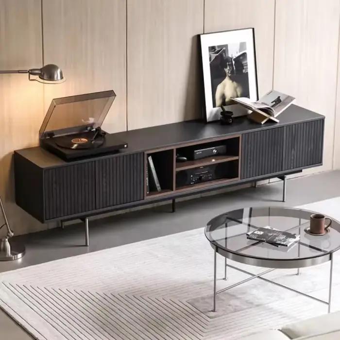 ATUNUS meubles de maison moderne nordique noir en bois de chêne massif meuble TV de rangement armoires TV de bureau industrielles scandinaves