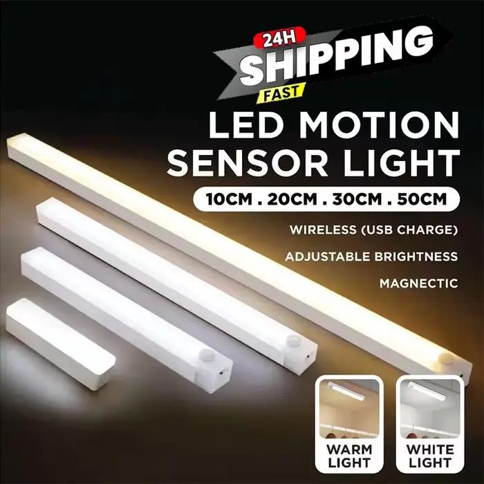 Veilleuse LED avec détecteur de mouvement rechargeable pour escaliers placards allées et barres tubulaires