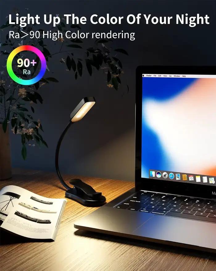 Lampe de lecture rechargeable LED pour lire au lit avec trois températures de couleur pour le soin des yeux occasions spéciales lecture avant de dormir étudiant travail nocturne