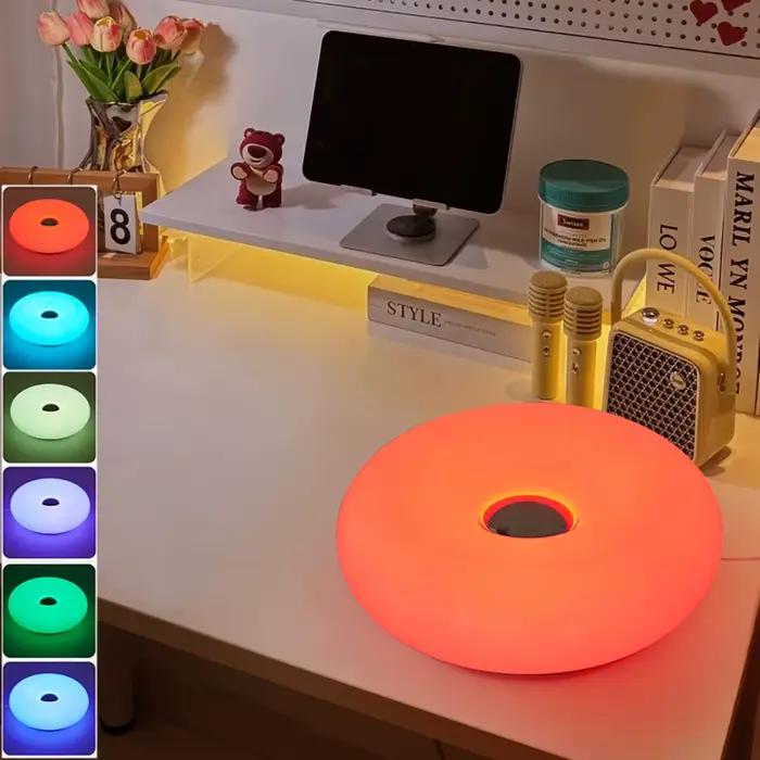Lampe de Table Beignet Lumière Ambiante Bleu Clair Design Moderne Veilleuse pour Chambre Salon Occasions Spéciales