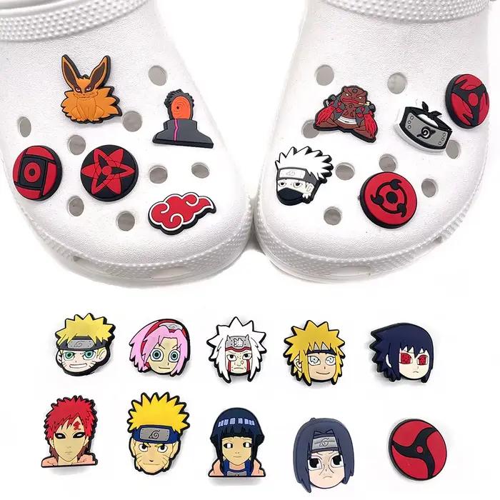 Accessoires en PVC de la série Naruto, anime japonais, breloques pour chaussures, accessoires pour sandales Crocs, jouets de mode DIY, dessin animé Kawaii