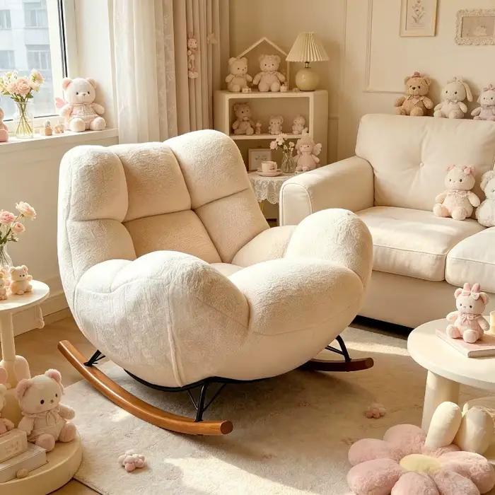Fauteuil à bascule ergonomique de style nordique pour salon