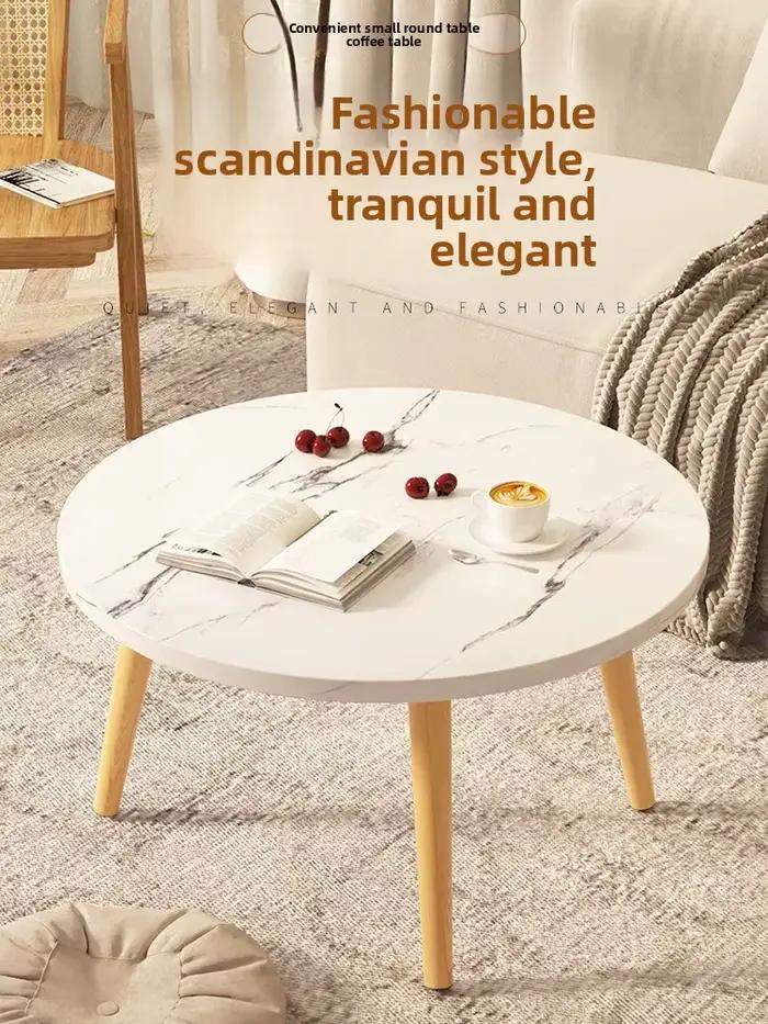 Petite table ronde en bois massif style minimaliste moderne pour chambre à coucher ou salon occasions spéciales