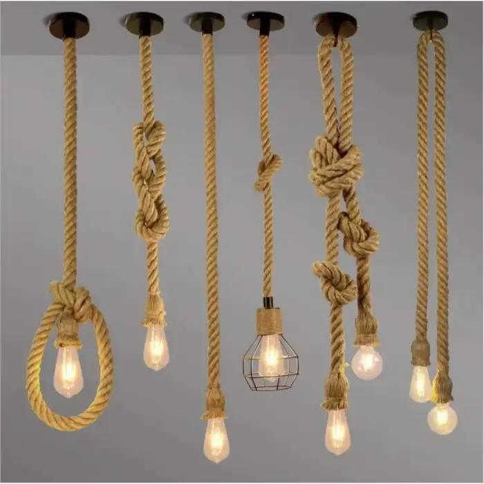 Lampe à suspension en corde de chanvre