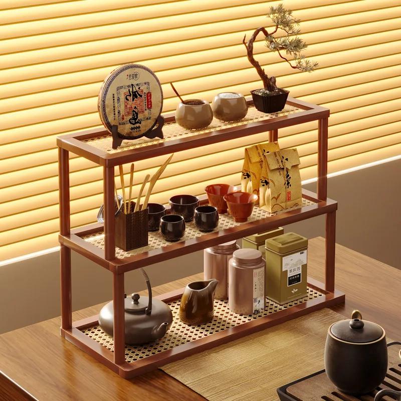 Étagères multicouches de bureau, supports de rangement pour tasses, ensembles de thé, ornements de t