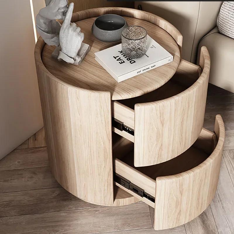 Table De nuit blanche tendance, circulaire, mignonne, bon marché, luxe, esthétique italienne, meuble