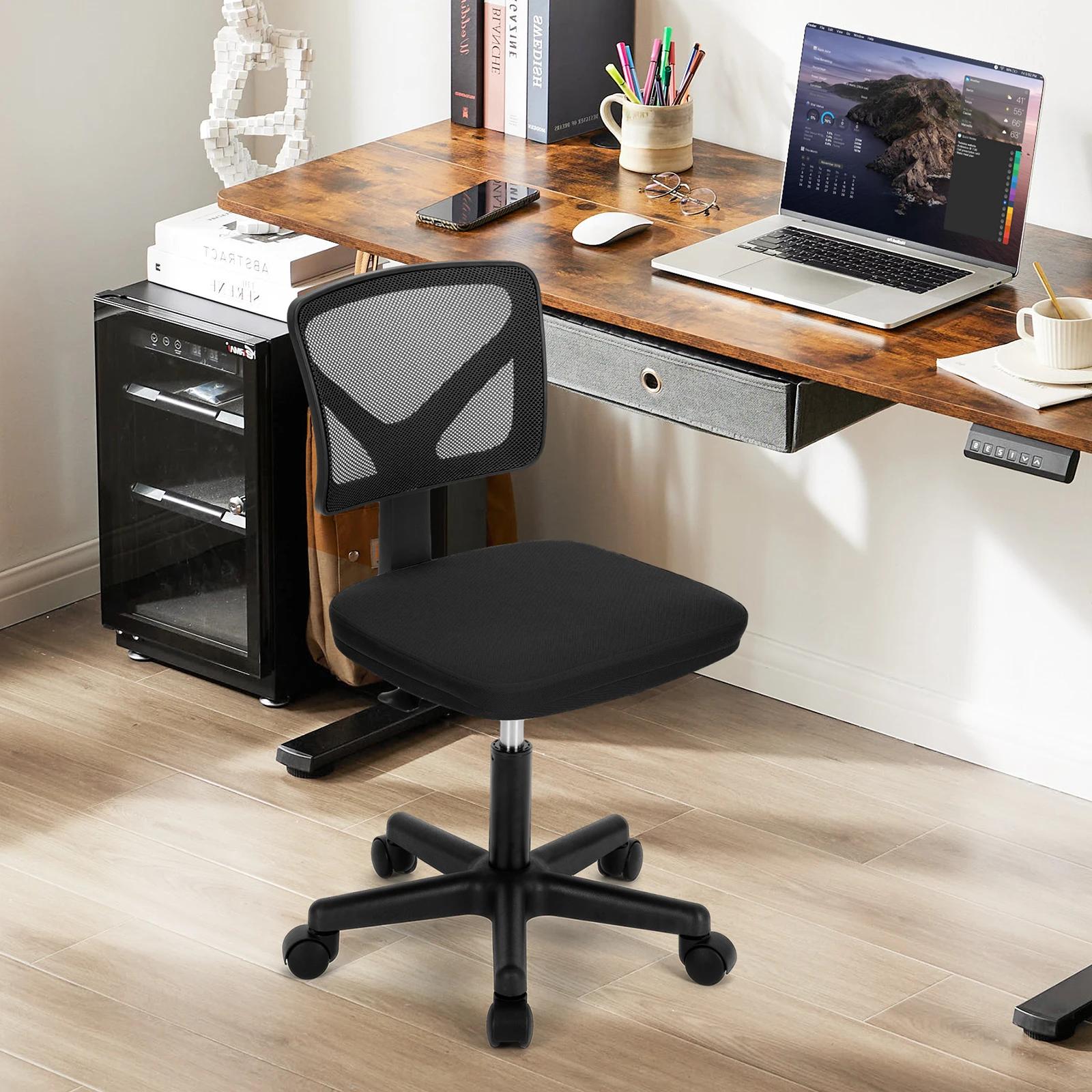 JHK Mesh avec support lombaire chaise de bureau sans accoudoirs dossier bas avec roues hauteur régla