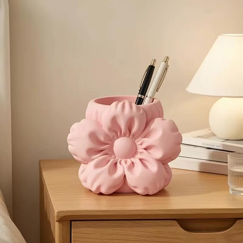 Porte-stylo Fleur Rose Nouveauté Organisateur de Bureau Décoration de Table Coiffeuse Chambre Fille 