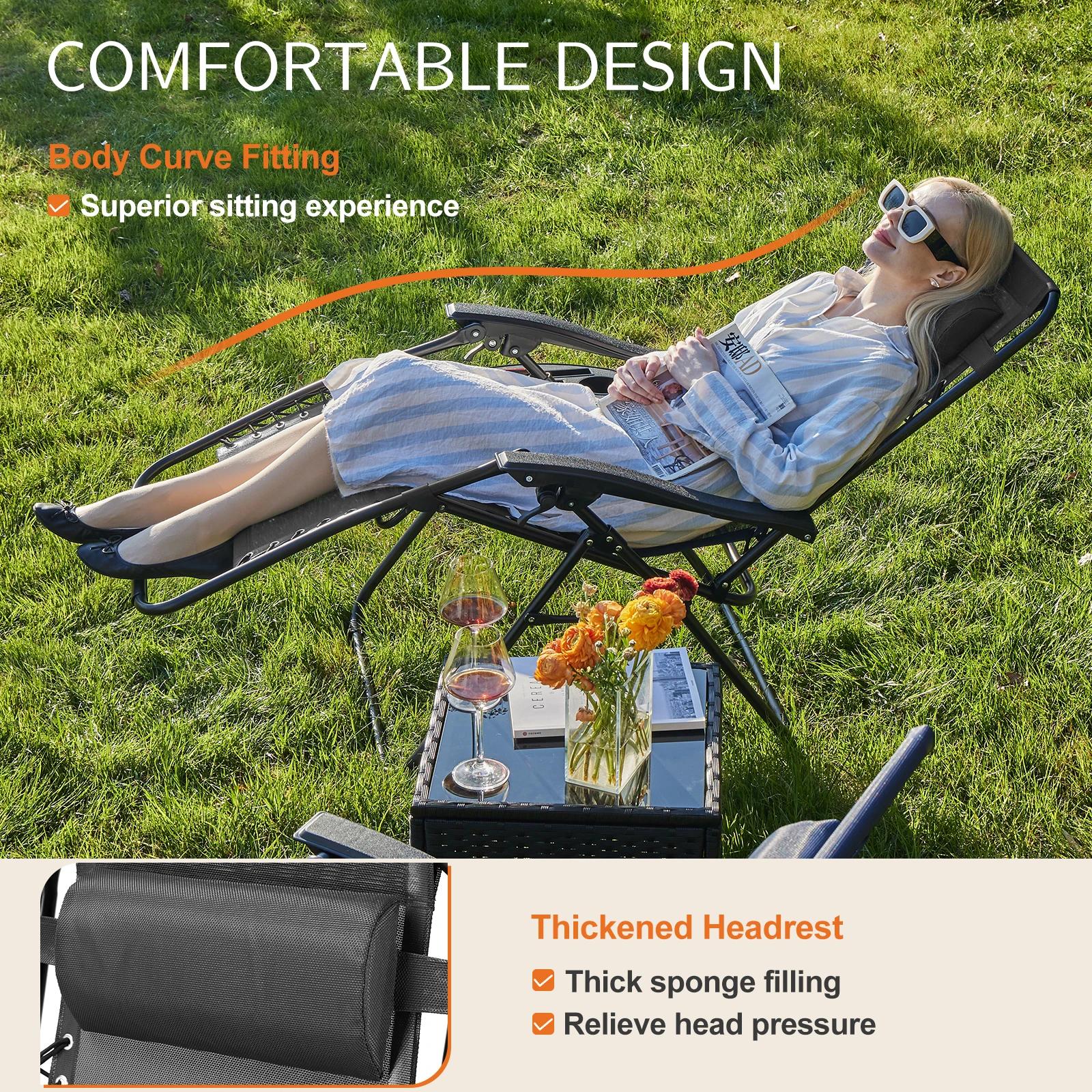 JIAN-Ensemble de 2 chaises inclinables portables ontariGravity, avec plateaux porte-gobelet, oreille