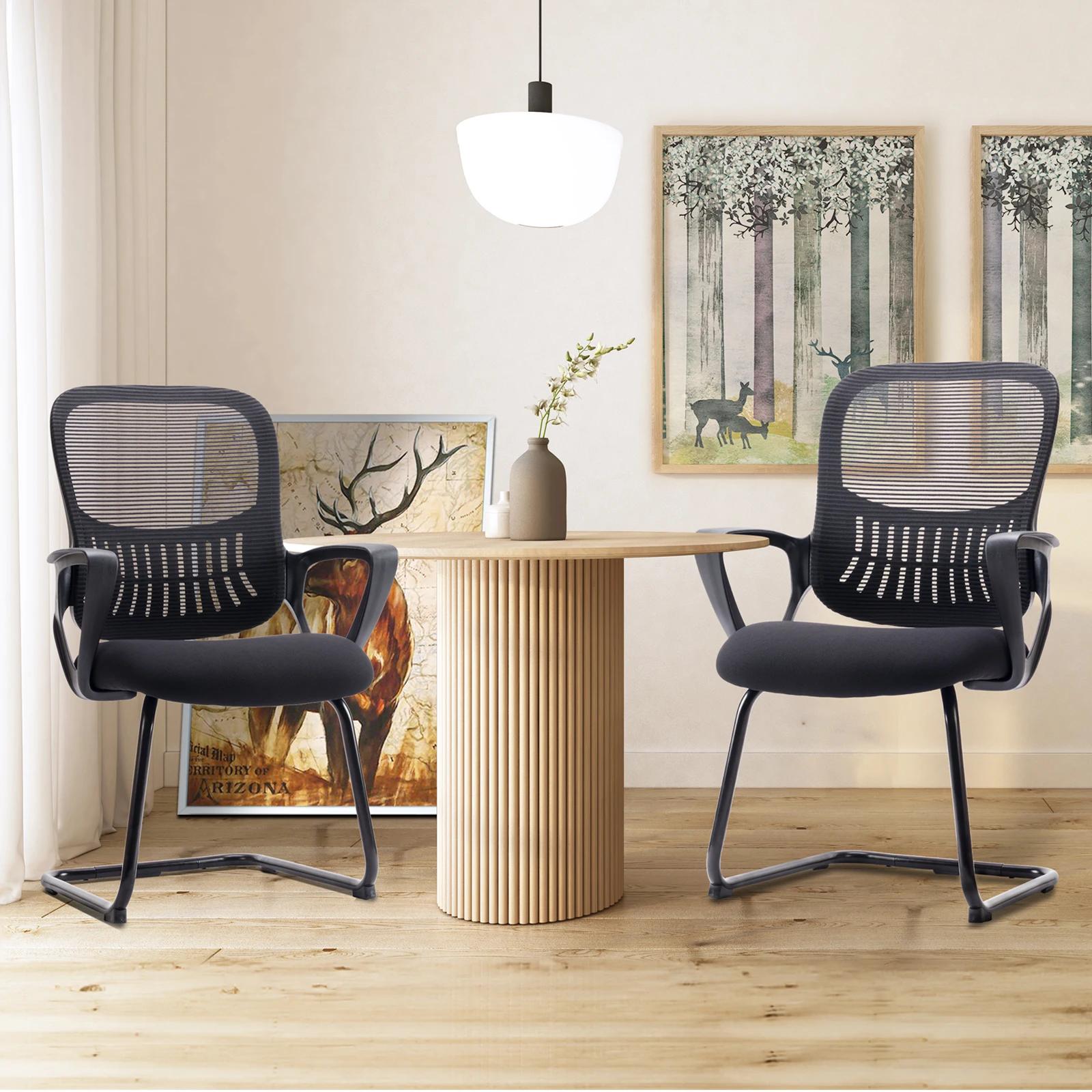 JIAN-Chaise de Bureau Ergonomique Sans Roues, Accoudoir Confortable, Support Lombaire en Maille, Des