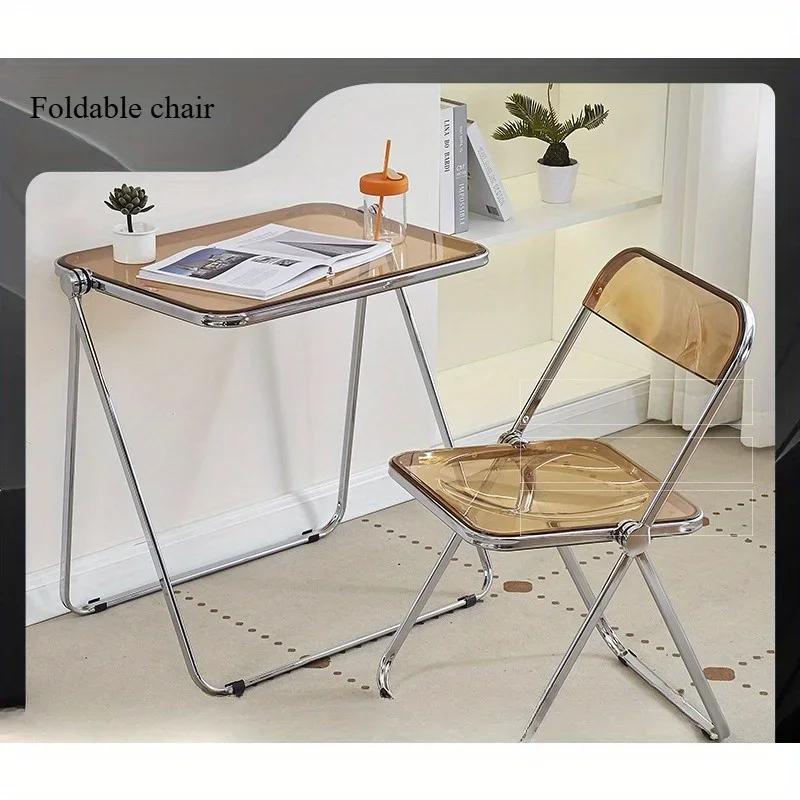 Chaise pliante transparente en acrylique, tabouret Simple pour salle à manger, pour magasin de vêtem