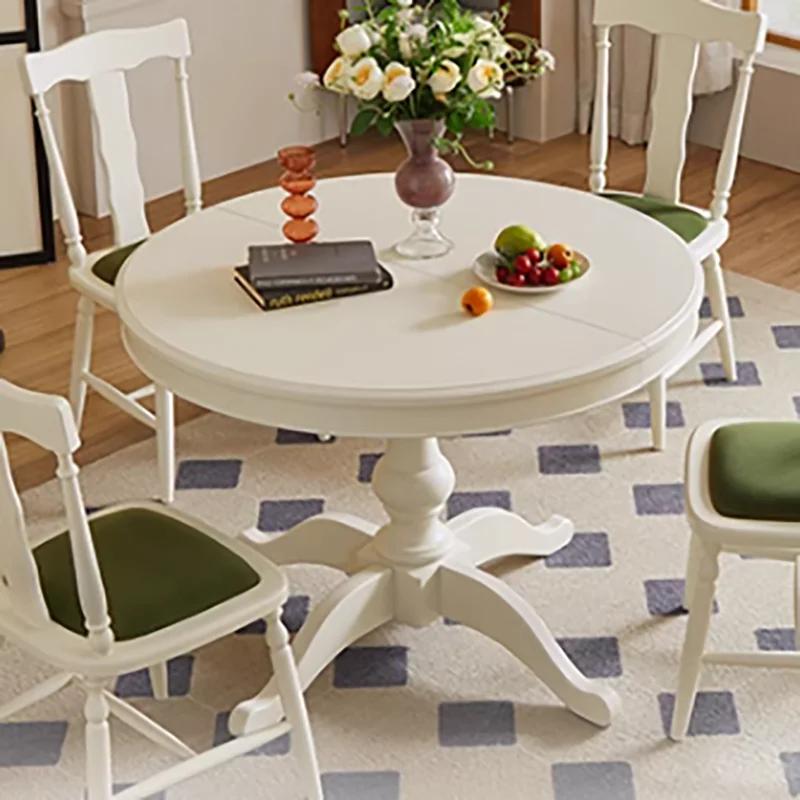 Table à manger européenne noire ronde Unique nordique Tables de cuisine extensibles Restaurant pliab