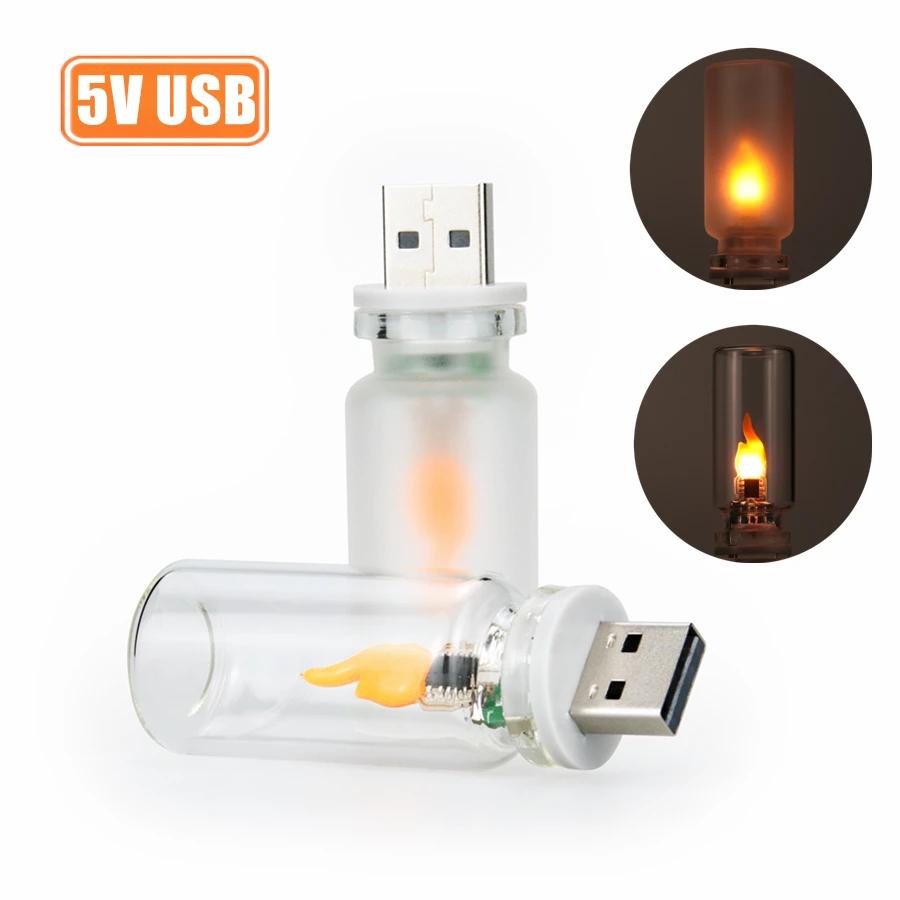 USB flamme scintillante LED givré clair verre bougie veilleuse simulée