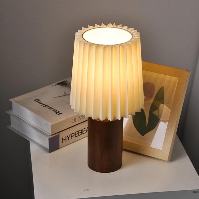 Rétro plissé en bois LED lampe de bureau USB 3W pour salon maison chambre chevet atmosphère LED veilleuse décoration