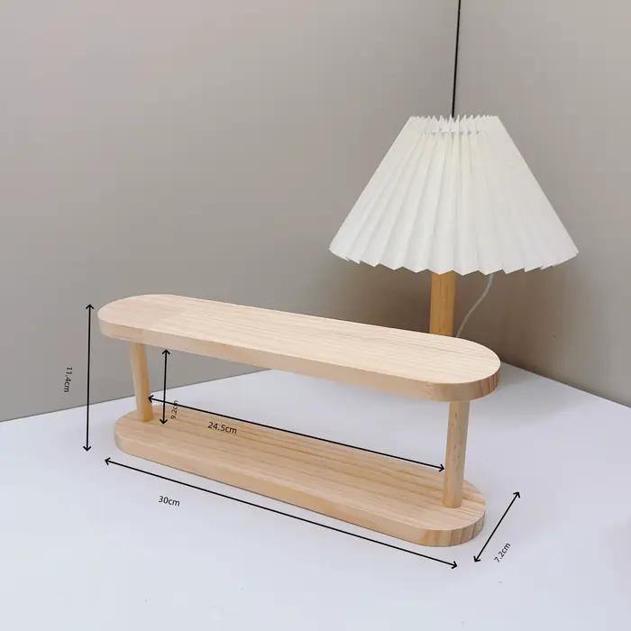 Étagère de rangement en bois à 2 niveaux, organisateur de bureau, présentoir de parfum, coiffeuse de