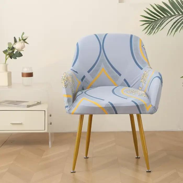 Nouvelle housse de chaise incurvée avec accoudoirs hauts, housse de chaise universelle, dossier inté