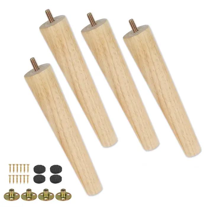 4 ensembles de pieds de meubles en bois massif, Kit de pieds de Table droits obliques, pieds de chai