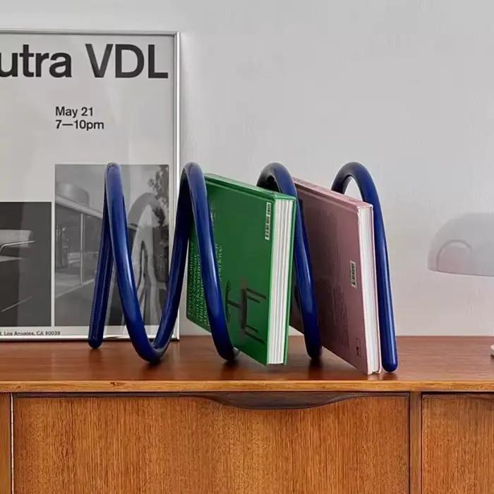 Bibliothèque rotative créative à ressort, organisateur de bureau esthétique INS, support de livre de