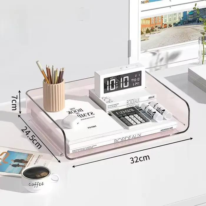Plateau de fichiers de bureau Transparent, empilable, grande capacité, support de rangement pour liv