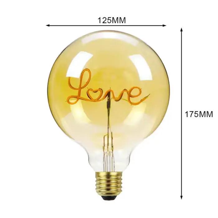Ampoule LED Rétro Edison 220V 4W 8W Dimmable G125 Love Lamp Light, Vintage In347, Décoration Intérie