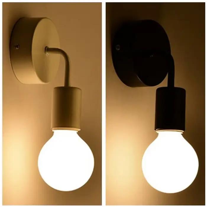 Applique murale moderne nordique en fer noir E27, éclairage d'intérieur, lampe de chevet, chambre à