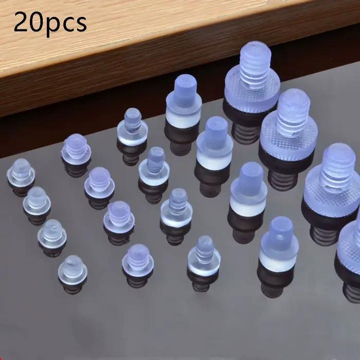 Vis universelles transparentes pour le pied, 20 pièces, bouchons de trous, tige en caoutchouc, pare-