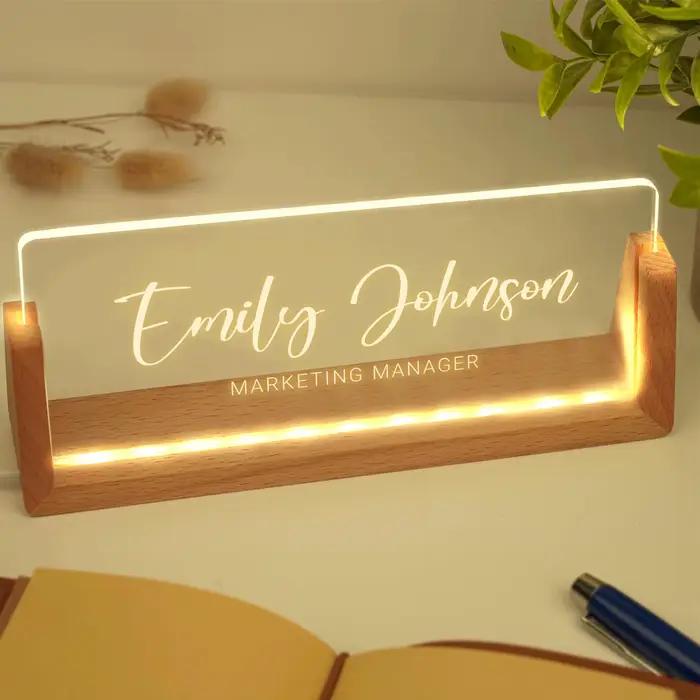 Plaque acrylique personnalisée avec nom de bureau lumineux, plaque de bureau personnalisée avec Posi