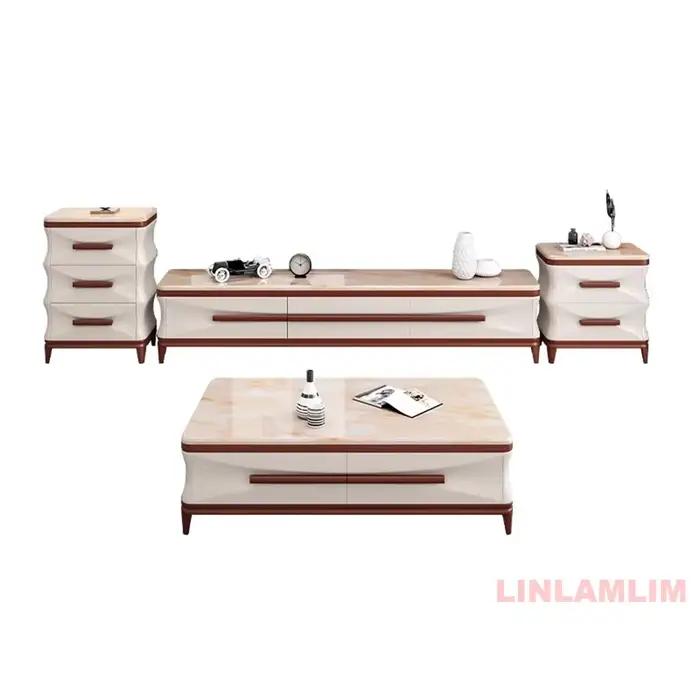 Linlamlim-Meubles de salon modernes et luxueux, table basse, meuble TV et armoires latérales avec fi