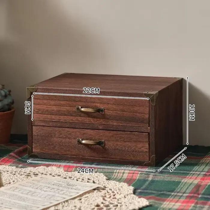 Organisateur de bureau en bois multifonctionnel avec tiroirs, boîte de rangement de bureau pour la m