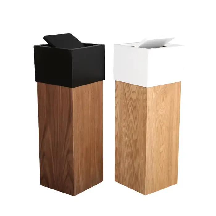 Poubelle en bois de style minimaliste