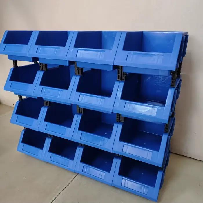 Bacs de rangement empilables pour matériel en plastique bleu robuste pour garage atelier maison occasions spéciales organisation efficace