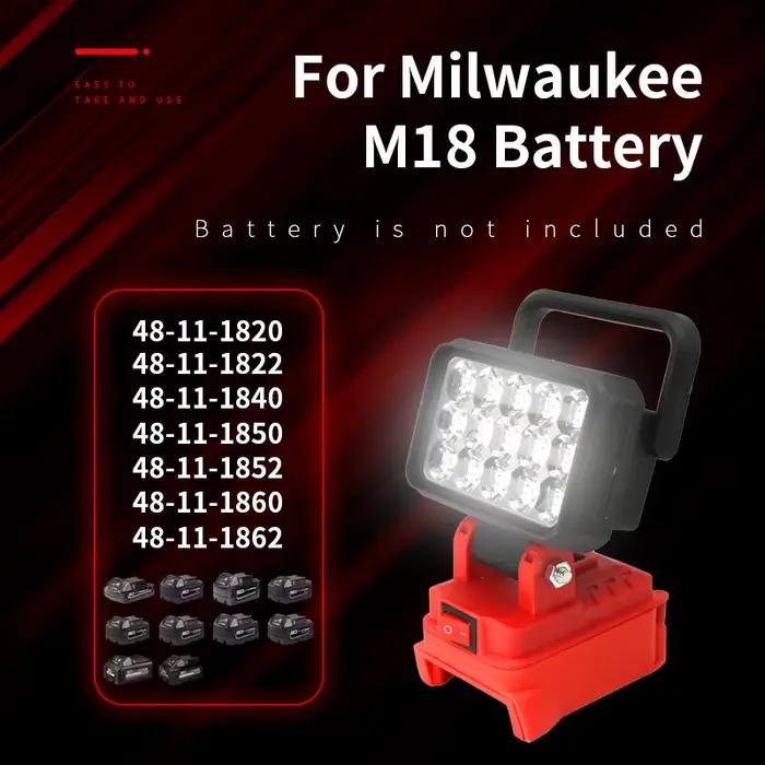Lampe LED portable sans fil adaptée à la batterie Milwaukee M18