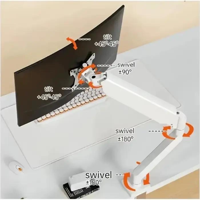 Support de bureau ergonomique à mouvement complet pour moniteur de jeu