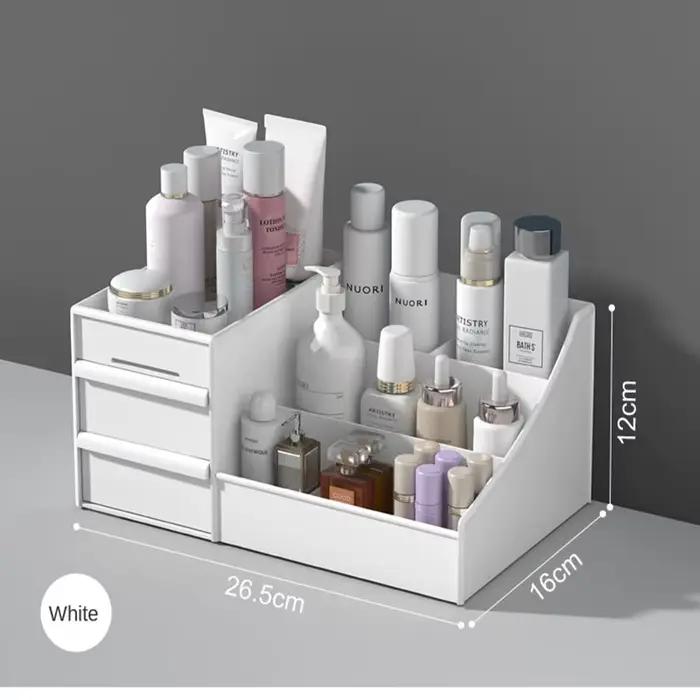 Boîte de rangement de cosmétiques à tiroirs pour bureau et coiffeuse en plastique, rangement de produits de soins personnels, organisation de bureau et chambre, boîte de papeterie de bureau multifonctionnelle