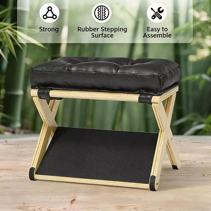 Repose-pieds en bois sous le bureau avec surface antidérapante en caoutchouc