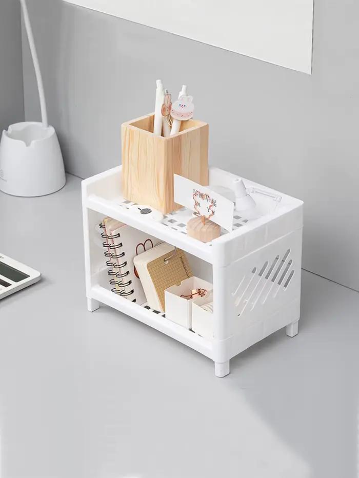 Support de rangement de bureau Double couche en PP