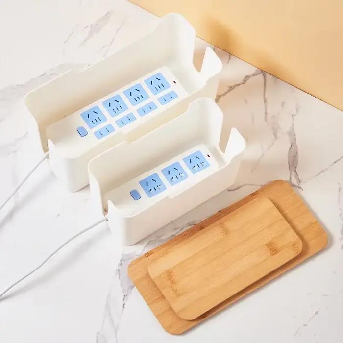 Boîte de rangement de câbles de bureau en bois