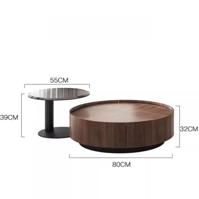 Table basse d'angle en bois avec rangement