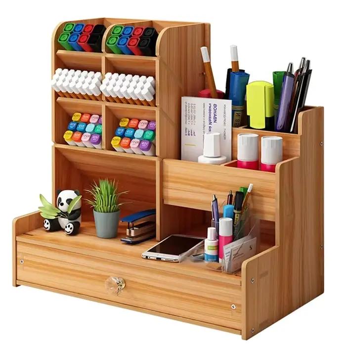 Organisateur de bureau en bois de grande capacité