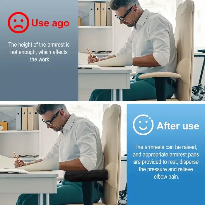 1 paire d'accoudoirs ergonomiques en mousse à mémoire de forme pour chaise de bureau