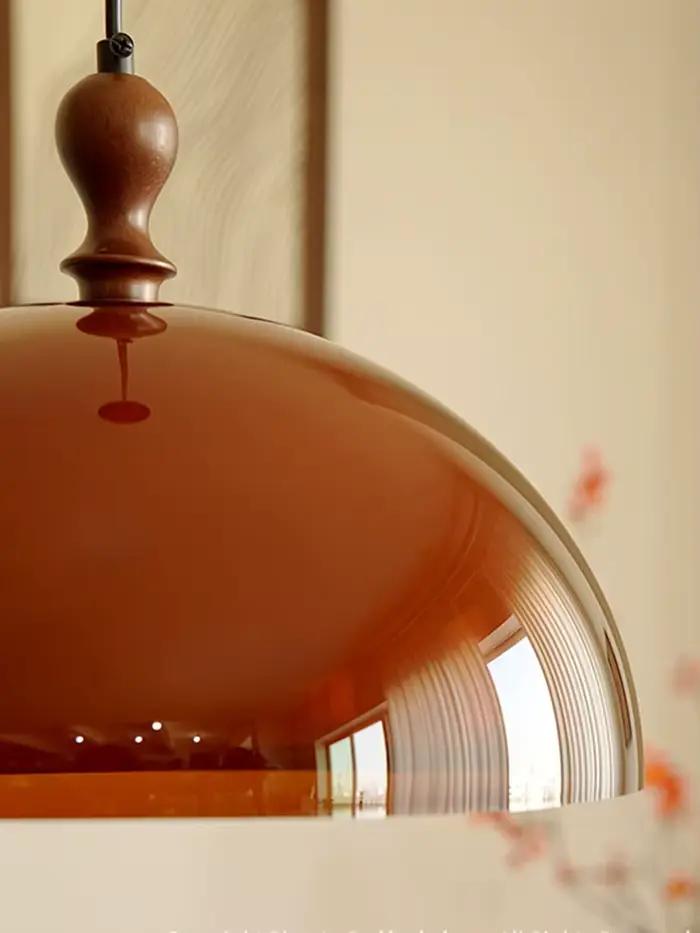 Lampe suspendue vintage marron Bauhaus orange