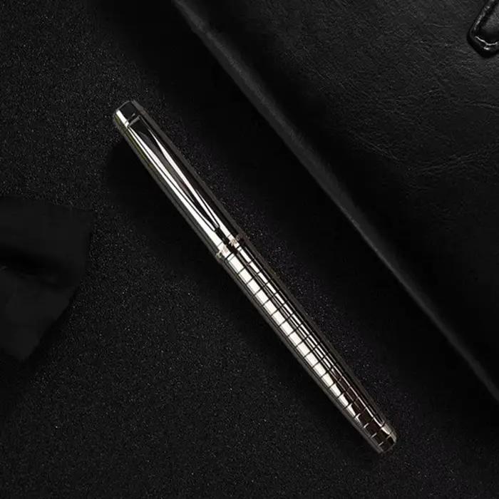 Monte Mount School - Fournitures de bureau - Stylo à bille en métal gris de luxe - 0