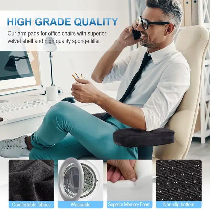 1 paire d'accoudoirs ergonomiques en mousse à mémoire de forme pour chaise de bureau