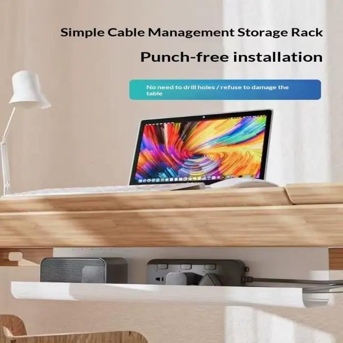 Nouvel Organisateur de Câbles PVC 40cm/15.75inch à Fixation Murale Sans Perçage pour Bureau