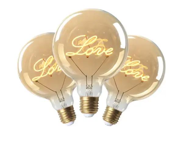 Ampoule LED Rétro Edison 220V 4W 8W Dimmable G125 Love Lamp Light