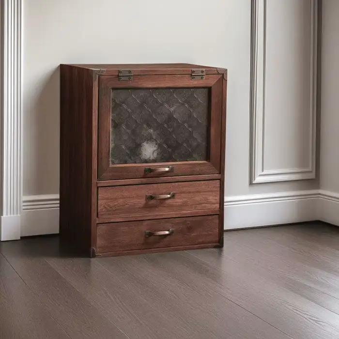 Armoire de rangement en bois massif multifonctionnelle pour chambre à coucher salon bureau avec tiroirs gris foncé clair jaune kaki vert
