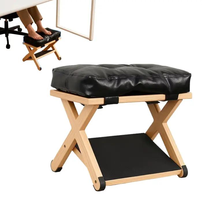 Repose-pieds en bois sous le bureau avec surface antidérapante en caoutchouc